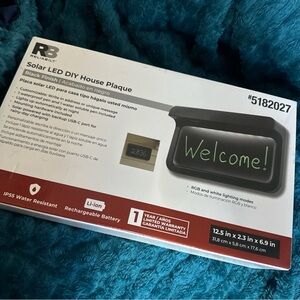 Solar Powered LED DIY Black House Plaque Open Box U3 Welcome Sign Address